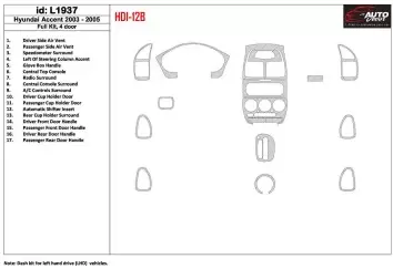 Hyundai Accent 2003-2005 Voll Satz, 15 Parts set BD innenausstattung armaturendekor cockpit dekor