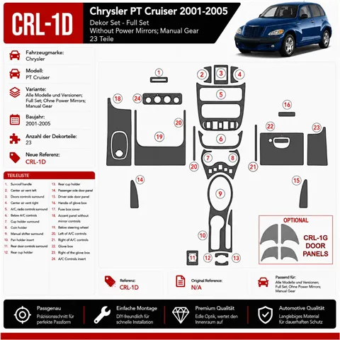 Chrysler PT Cruiser 2001-2005 3D Cockpit Dekor Interieurleisten Set 23-teilig
