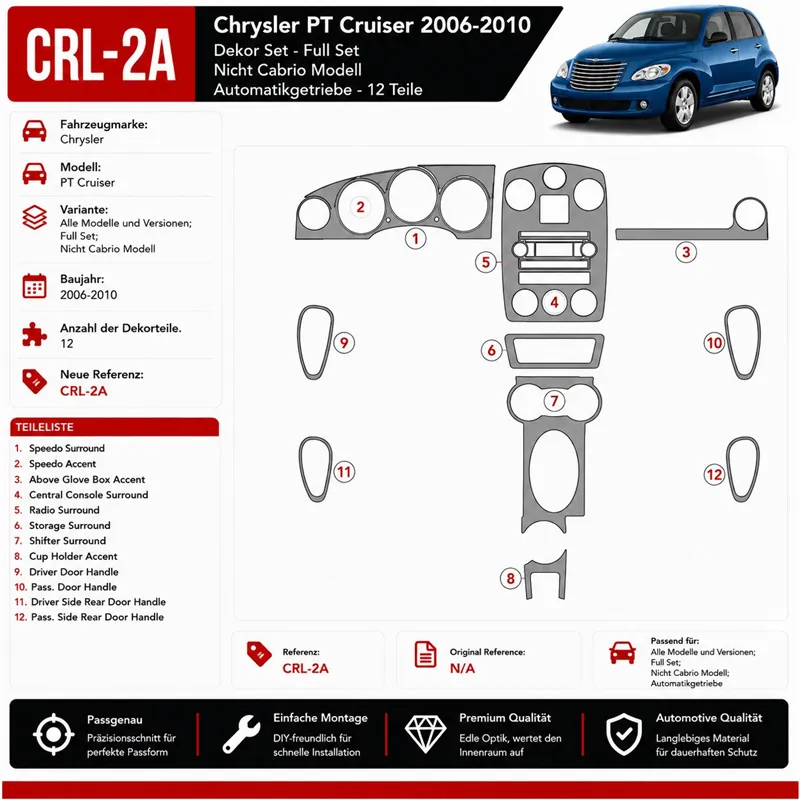 Chrysler PT Cruiser 2006-heute 3D Cockpit Dekor Interieurleisten Set Full Set / as shown in product diagram-teilig