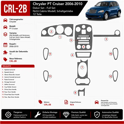 Chrysler PT Cruiser 2006-heute 3D Cockpit Dekor Interieurleisten Set Full Set / as shown in product diagram-teilig