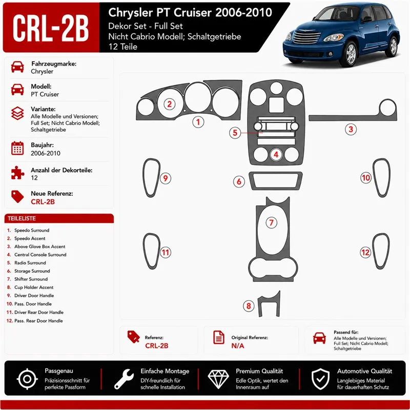 Chrysler PT Cruiser 2006-heute 3D Cockpit Dekor Interieurleisten Set Full Set / as shown in product diagram-teilig