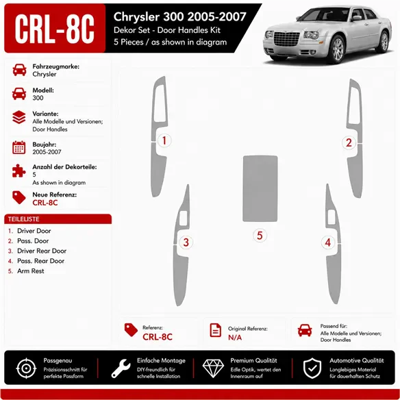 Chrysler 300 2005-2007 3D Cockpit Dekor Interieurleisten Set As shown in product diagram-teilig