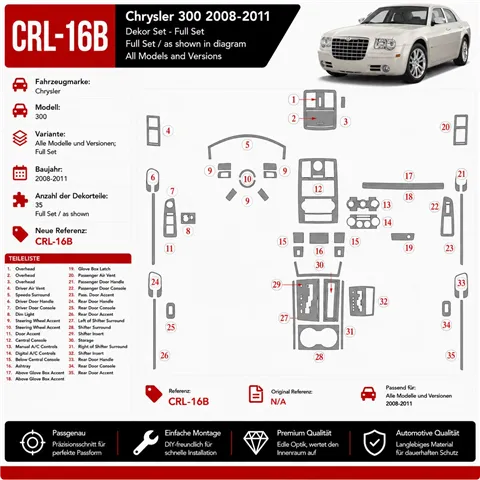 Chrysler 300 2008-heute 3D Cockpit Dekor Interieurleisten Set Full Set / as shown in product diagram-teilig