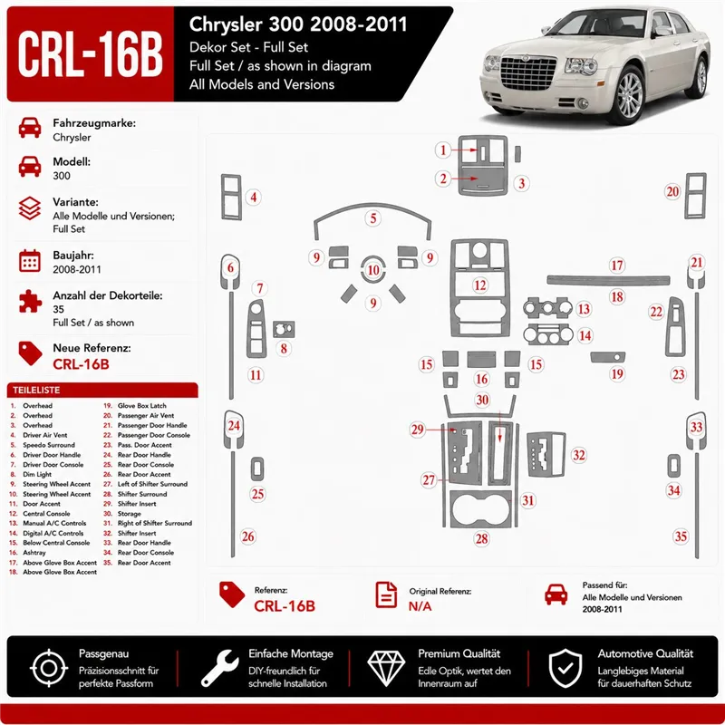 Chrysler 300 2008-heute 3D Cockpit Dekor Interieurleisten Set Full Set / as shown in product diagram-teilig