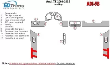 Audi TT 2001-2006 Soft roof-Coupe, 12 Parts set BD innenausstattung armaturendekor cockpit dekor - 1- Cockpit Dekor Innenraum