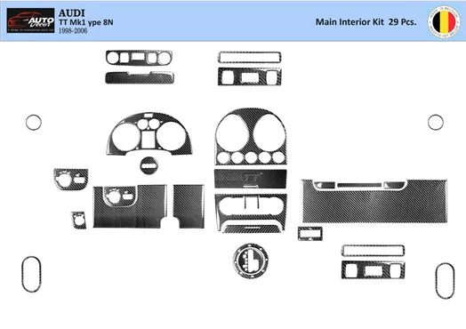 Audi TT 2001-2006 Soft Roof-Coupe, 29 Parts set BD innenausstattung armaturendekor cockpit dekor - 1- Cockpit Dekor Innenraum Audi TT 2001-2006 Soft Roof-Coupe, 29 Parts set BD innenausstattung armaturendekor cockpit dekor - 1- Cockpit Dekor Innenraum