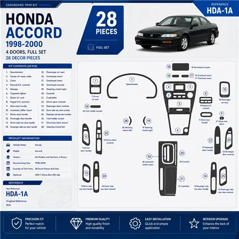 Honda Accord 1998-2000 3D Cockpit Dekor Interieurleisten Set 28-teilig
