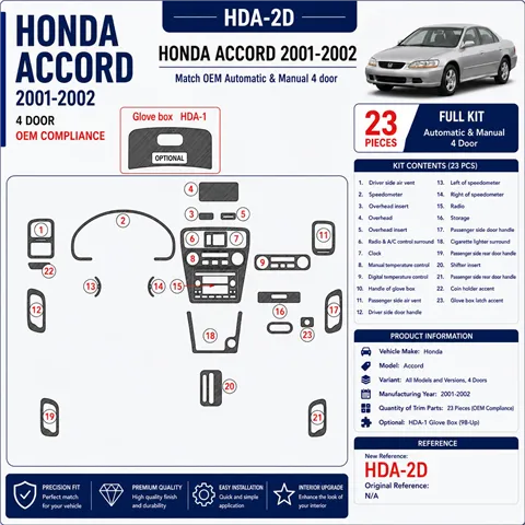 Honda Accord 2001-2002 3D Cockpit Dekor Interieurleisten Set 23-teilig
