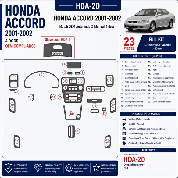 Honda Accord 2001-2002 3D Cockpit Dekor Interieurleisten Set 23-teilig