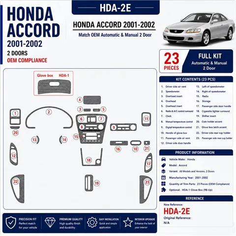 Honda Accord 2001-2002 3D Cockpit Dekor Interieurleisten Set 23-teilig