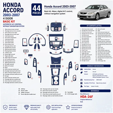 Honda Accord 2003-2007 3D Cockpit Dekor Interieurleisten Set Basic Set / as shown in product diagram-teilig