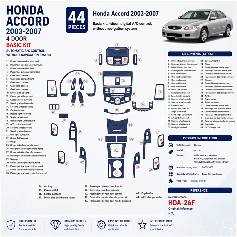 Honda Accord 2003-2007 3D Cockpit Dekor Interieurleisten Set Basic Set / as shown in product diagram-teilig