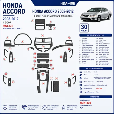 Honda Accord 2008-2012 3D Cockpit Dekor Interieurleisten Set Full Set / as shown in product diagram-teilig