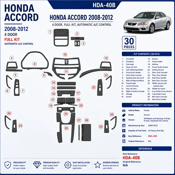 Honda Accord 2008-2012 3D Cockpit Dekor Interieurleisten Set Full Set / as shown in product diagram-teilig
