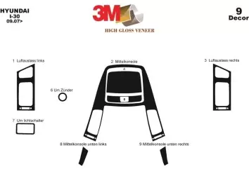 Hyundai I 30 2007 Mittelkonsole Armaturendekor Cockpit Dekor 9-Teilige - 2- Cockpit Dekor Innenraum