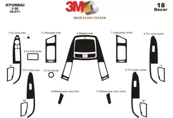 Hyundai I 30 Full Set 2007 Mittelkonsole Armaturendekor Cockpit Dekor 18-Teilige - 2- Cockpit Dekor Innenraum