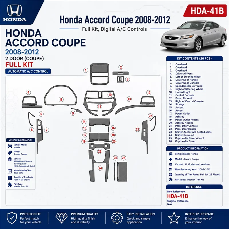 Honda Accord 2008-2012 3D Cockpit Dekor Interieurleisten Set Full Set / as shown in product diagram-teilig
