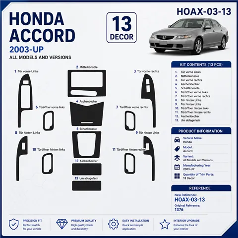 Honda Accord 2003-heute 3D Cockpit Dekor Interieurleisten Set 13-teilig
