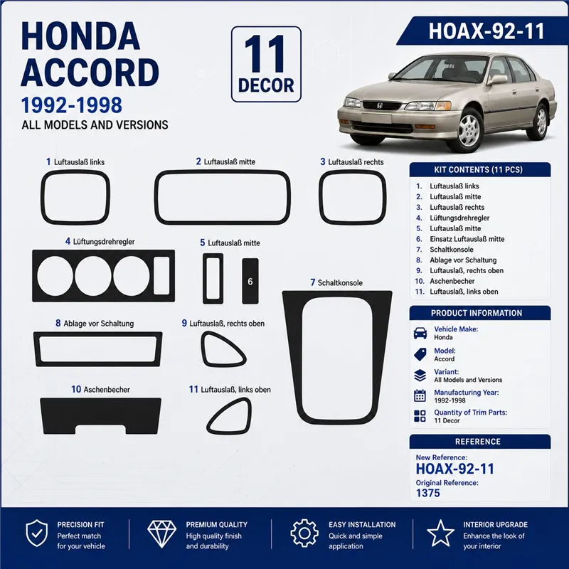 Honda Accord 1992-1998 3D Cockpit Dekor Interieurleisten Set 11-teilig