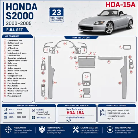 Honda S2000 2000-2005 3D Cockpit Dekor Interieurleisten Set 23-teilig