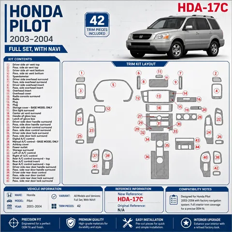Honda Pilot 2003-2004 3D Cockpit Dekor Interieurleisten Set 42-teilig