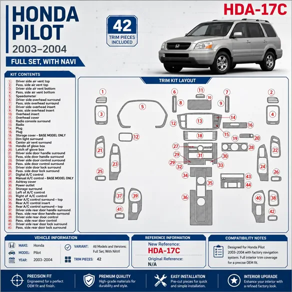 Honda Pilot 2003-2004 3D Cockpit Dekor Interieurleisten Set 42-teilig
