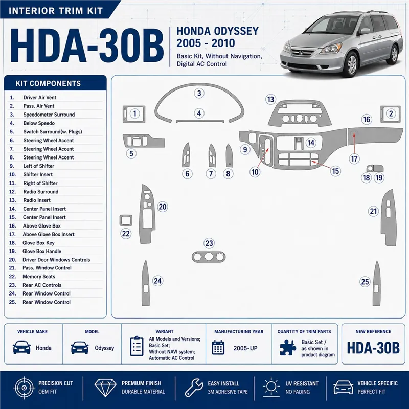 Honda Odyssey 2005-heute 3D Cockpit Dekor Interieurleisten Set Basic Set / as shown in product diagram-teilig