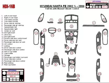 Hyundai Santa Fe 2002-2004 Voll Satz, With Manual Gearbox Climate Control, 28 Parts set BD innenausstattung armaturendekor cockp