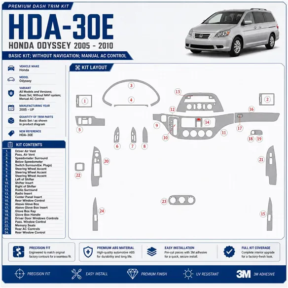 Honda Odyssey 2005-heute 3D Cockpit Dekor Interieurleisten Set Basic Set / as shown in product diagram-teilig
