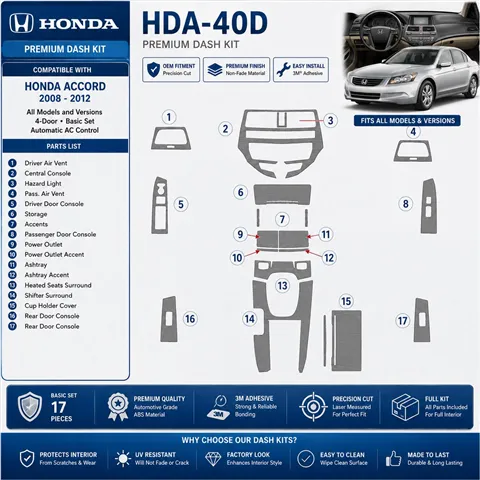 Honda Accord 2008-2012 3D Cockpit Dekor Interieurleisten Set Basic Set / as shown in product diagram-teilig