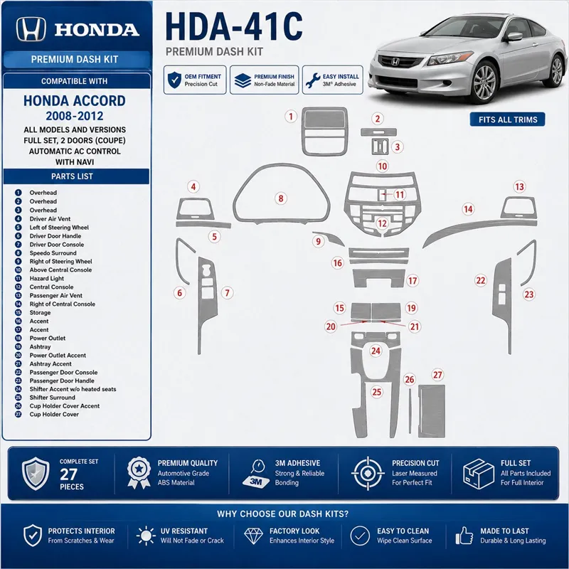 Honda Accord 2008-2012 3D Cockpit Dekor Interieurleisten Set Full Set / as shown in product diagram-teilig
