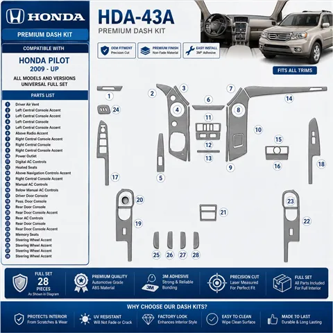 Honda Pilot 2009-heute 3D Cockpit Dekor Interieurleisten Set Full Set / as shown in product diagram-teilig