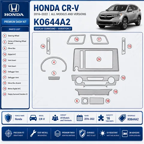 Honda CR-V 2016-2022 3D Cockpit Dekor Interieurleisten Set 16-teilig