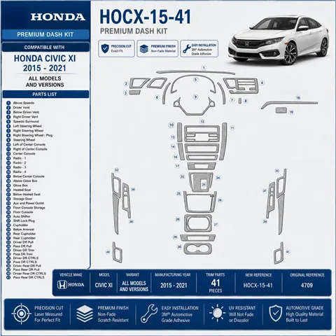 Honda Civic XI 2015-2021 3D Cockpit Dekor Interieurleisten Set 41-teilig