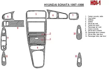 Hyundai Sonata 1997-1998 Voll Satz, 12 Parts set BD innenausstattung armaturendekor cockpit dekor