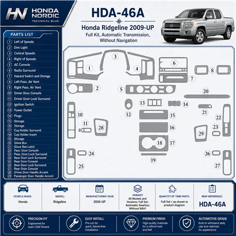 Honda Ridgeline 2009-heute 3D Cockpit Dekor Interieurleisten Set Full Set / as shown in product diagram-teilig