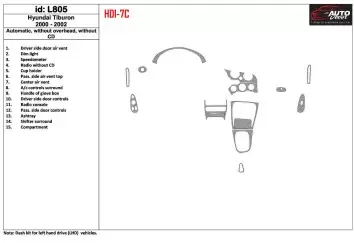 Hyundai Tiburon 2000-2002 Automatic Gearbox, Without CD, 15 Parts set BD innenausstattung armaturendekor cockpit dekor