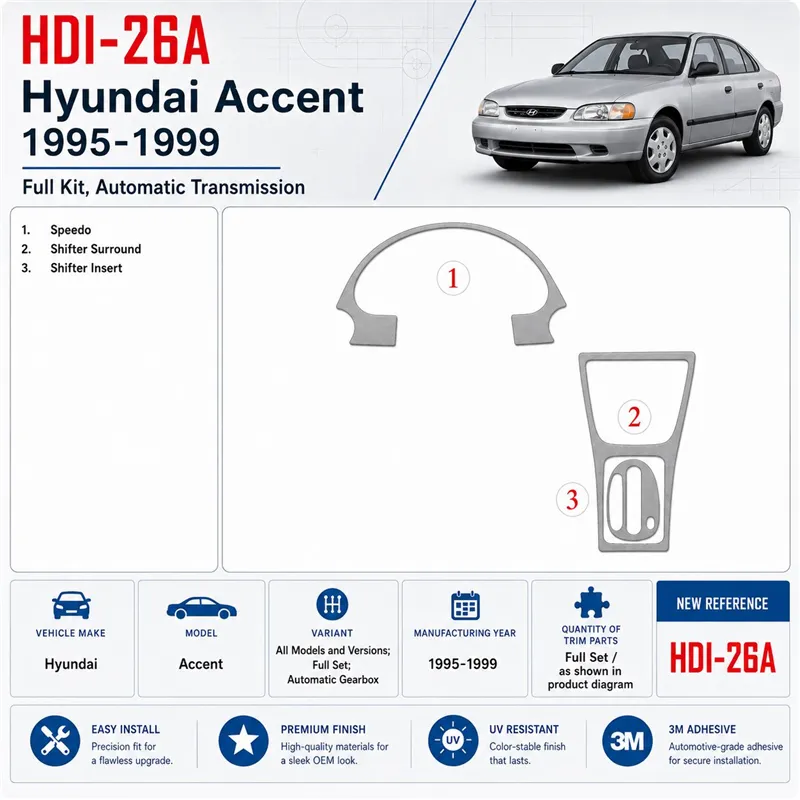 Hyundai Accent 1995-1999 3D Cockpit Dekor Interieurleisten Set Full Set / as shown in product diagram-teilig