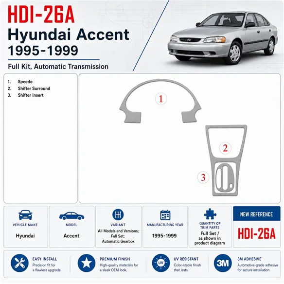 Hyundai Accent 1995-1999 3D Cockpit Dekor Interieurleisten Set Full Set / as shown in product diagram-teilig
