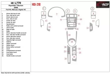 Hyundai Tiburon 2006-2006 Voll Satz, Manual Gearbox, Automatic AC BD innenausstattung armaturendekor cockpit dekor