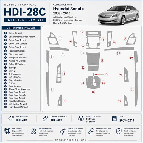 Hyundai Sonata 2009-2010 3D Cockpit Dekor Interieurleisten Set Full Set / as shown in product diagram-teilig