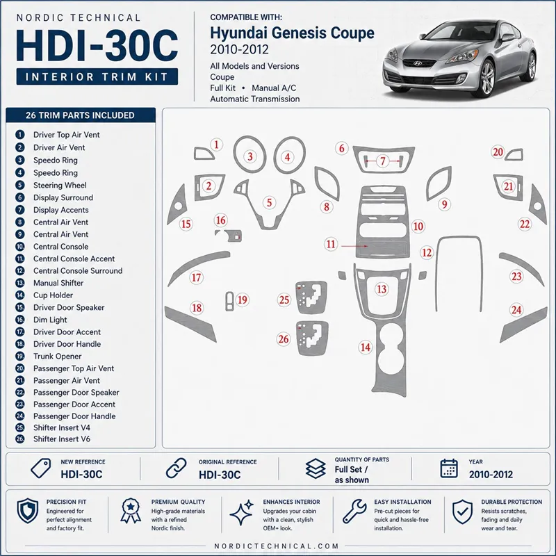 Hyundai Genesis 2010-2012 3D Cockpit Dekor Interieurleisten Set Full Set / as shown in product diagram-teilig