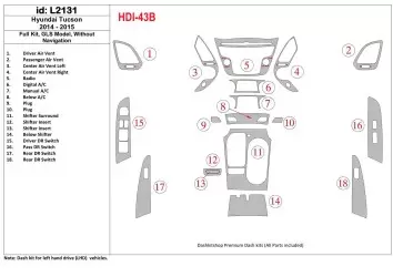 Hyundai Tucson 2014-2015 Voll Satz, c NAVI, Limited Model BD innenausstattung armaturendekor cockpit dekor