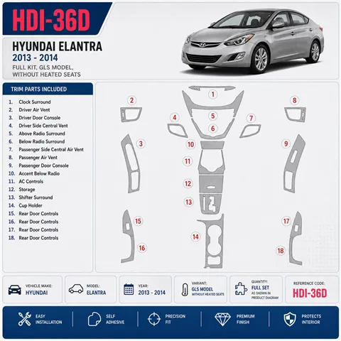Hyundai Elantra 2011-2013 3D Cockpit Dekor Interieurleisten Set Full Set / as shown in product diagram-teilig