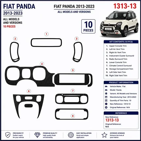 Fiat Panda 2013-2023 3D Armaturenbrett-Dekor-Set, 10 Teile 2