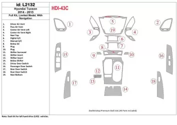 Hyundai Tucson 2014-2015 Voll Satz, Without NAVI, Limited Model BD innenausstattung armaturendekor cockpit dekor