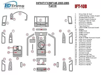 Infiniti FX 2003-2005 Voll Satz BD innenausstattung armaturendekor cockpit dekor