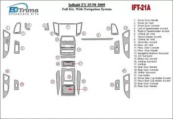 Infiniti FX 2009-2009 Voll Satz BD innenausstattung armaturendekor cockpit dekor