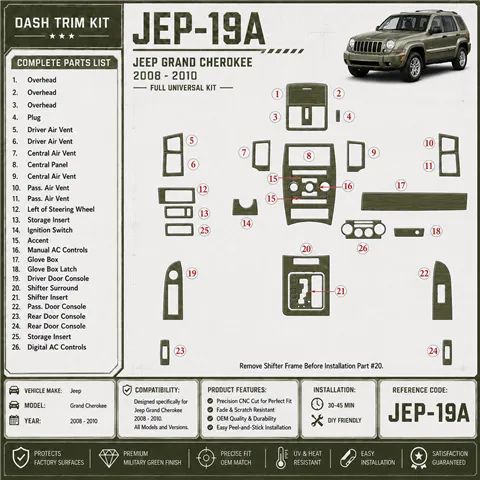 Jeep Grand Cherokee 2008-2010 3D Cockpit Dekor Interieurleisten Set Full Set / as shown in product diagram-teilig