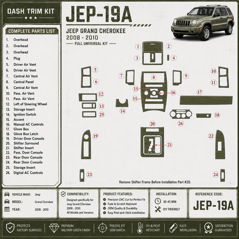 Jeep Grand Cherokee 2008-2010 3D Cockpit Dekor Interieurleisten Set Full Set / as shown in product diagram-teilig